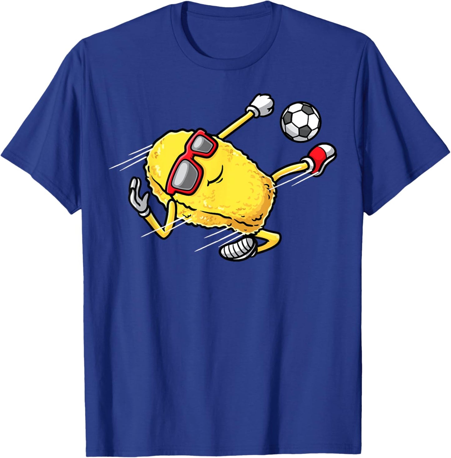 Soccer Player Chicken Nugget Playing Soccer Girls Boys T-Shirt - T-Shirt | Royal