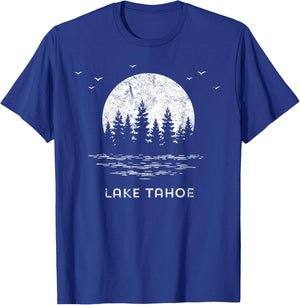 Lake Tahoe California/Nevada Mountain Resort Moon Trees Gift T-Shirt - T-Shirt | Royal