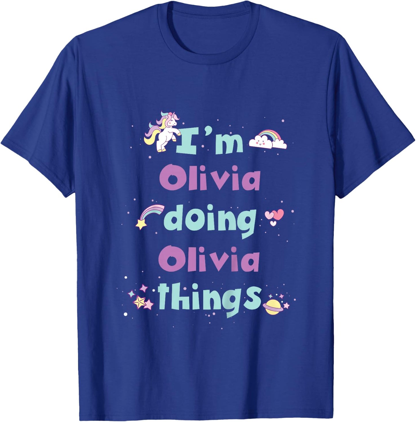 Kids Cute Olivia Personalized First Name Girls T-Shirt - T-Shirt | Royal