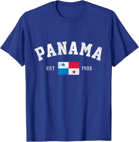 Panama Est. 1903 Panamanian Flag Independence Day T-Shirt - T-Shirt | Royal