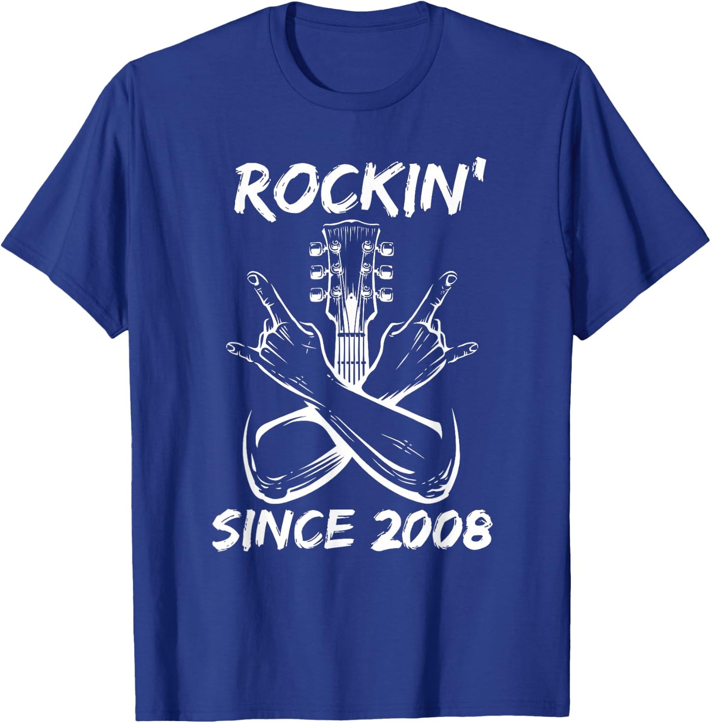 Rockin' Since 2008 Rock 17th Birthday Guitar 17 Years Old T-Shirt - T-Shirt | Royal