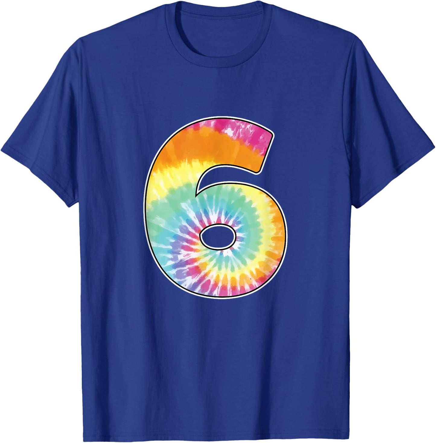 Number 6 Team Event Shirt or Age 6 Birthday Tie Dye Gift T-Shirt - T-Shirt | Royal