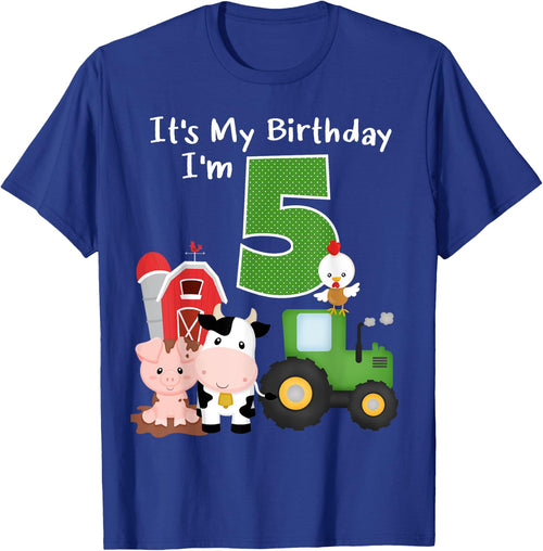 Farm Barnyard Animals Tractor 5th Birthday 5 Year Old Bday