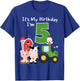 Farm Barnyard Animals Tractor 5th Birthday 5 Year Old Bday T-Shirt - T-Shirt | Royal