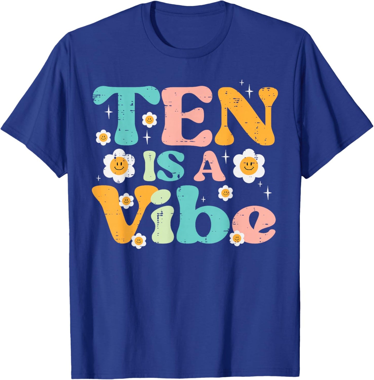 10th Birthday 10 Is A Vibe Retro Bday Groovy Girls Kids T-Shirt - T-Shirt | Royal
