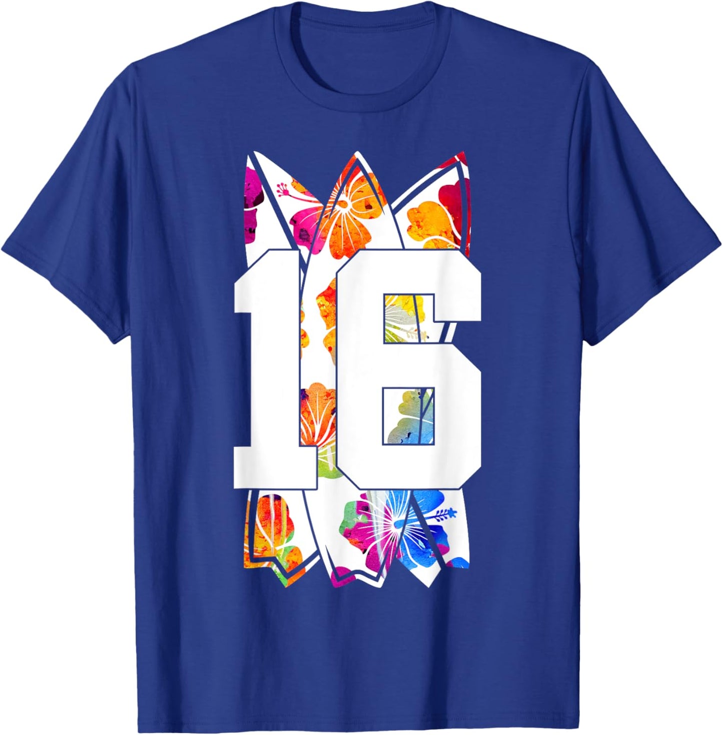 Surfer Surfboard Number 16 Surfing 16th Birthday T-Shirt - T-Shirt | Royal