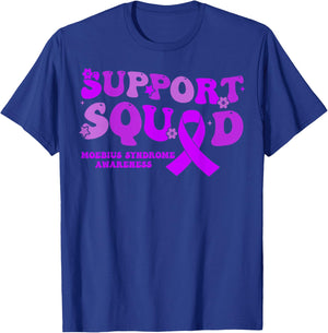 Support Squad Purple Ribbon Moebius Syndrome Awareness T-Shirt - T-Shirt | Royal