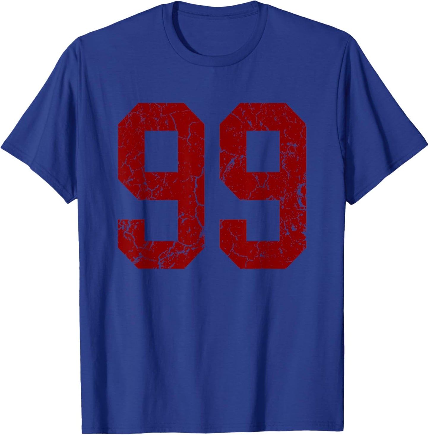 Distressed Maroon Number 99 Jersey Player Uniform #99 T-Shirt - T-Shirt | Royal