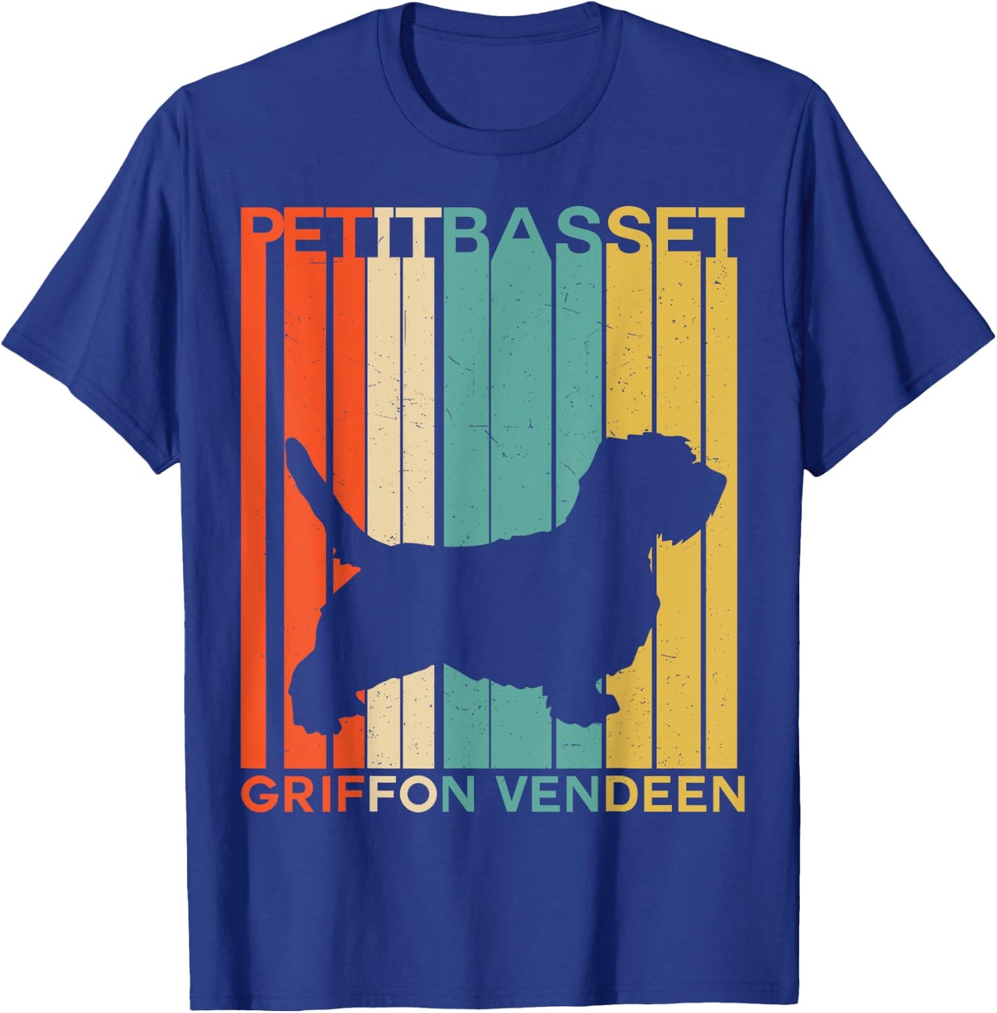 Retro Vintage Petit Basset Griffon Vendeen PBGV Silhouette T-Shirt - T-Shirt | Royal