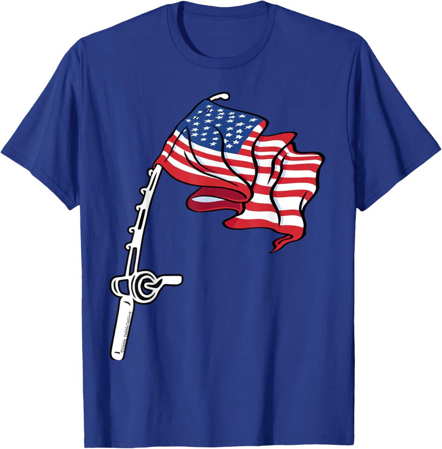 Patriotic Fishing USA Flag Fisherman 4th of July T-Shirt - T-Shirt | Royal