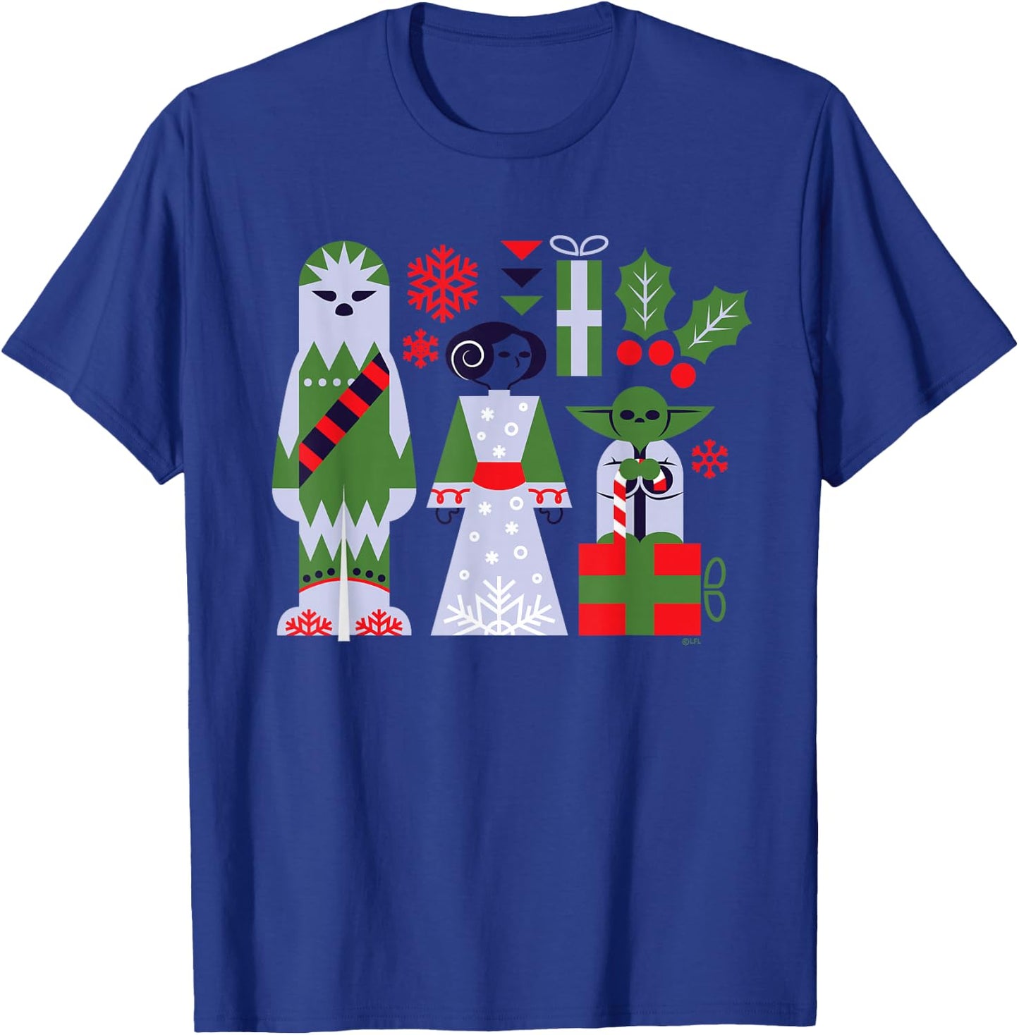Star Wars Chewbacca Princess Leia and Yoda Christmas Holiday T-Shirt - T-Shirt | Royal