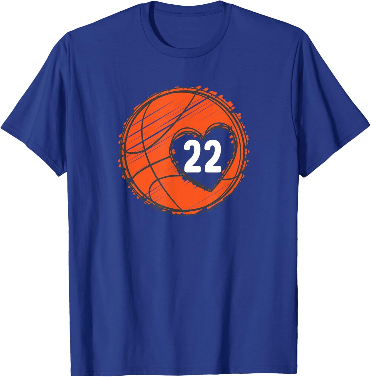 #22 Number 22 - Basketball Graphic Saying Ball Bball Cute T-Shirt - T-Shirt | Royal