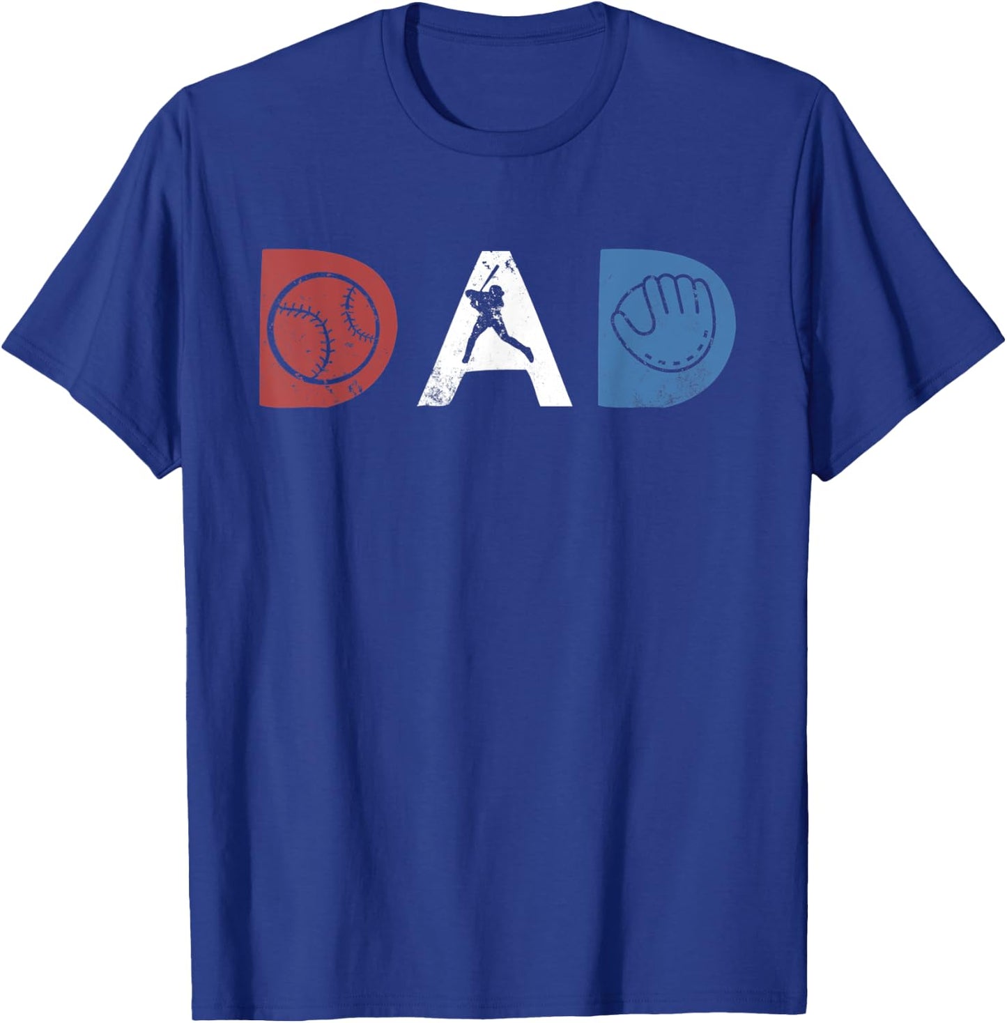 Baseball Dad Softball Vintage Retro Style Red White Blue T-Shirt - T-Shirt | Royal