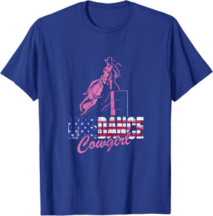 Damen Line Dance Cowgirl | US-amerikanische Flagge | Western Dancing T-Shirt - T-Shirt | Royal