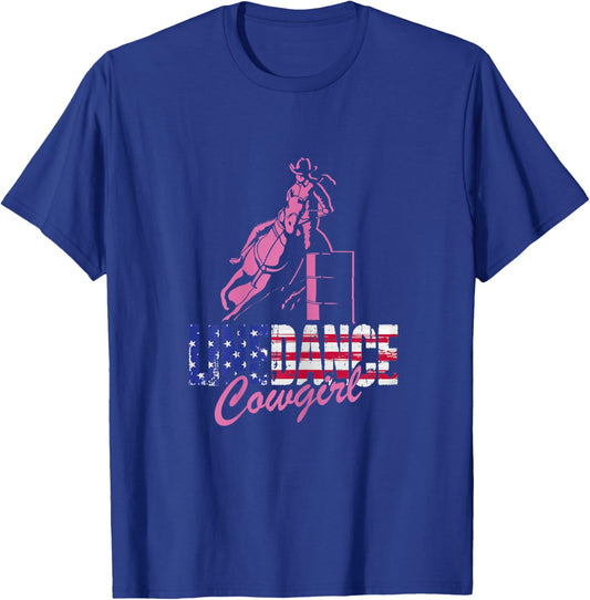 Damen Line Dance Cowgirl | US-amerikanische Flagge | Western Dancing T-Shirt - T-Shirt | Royal