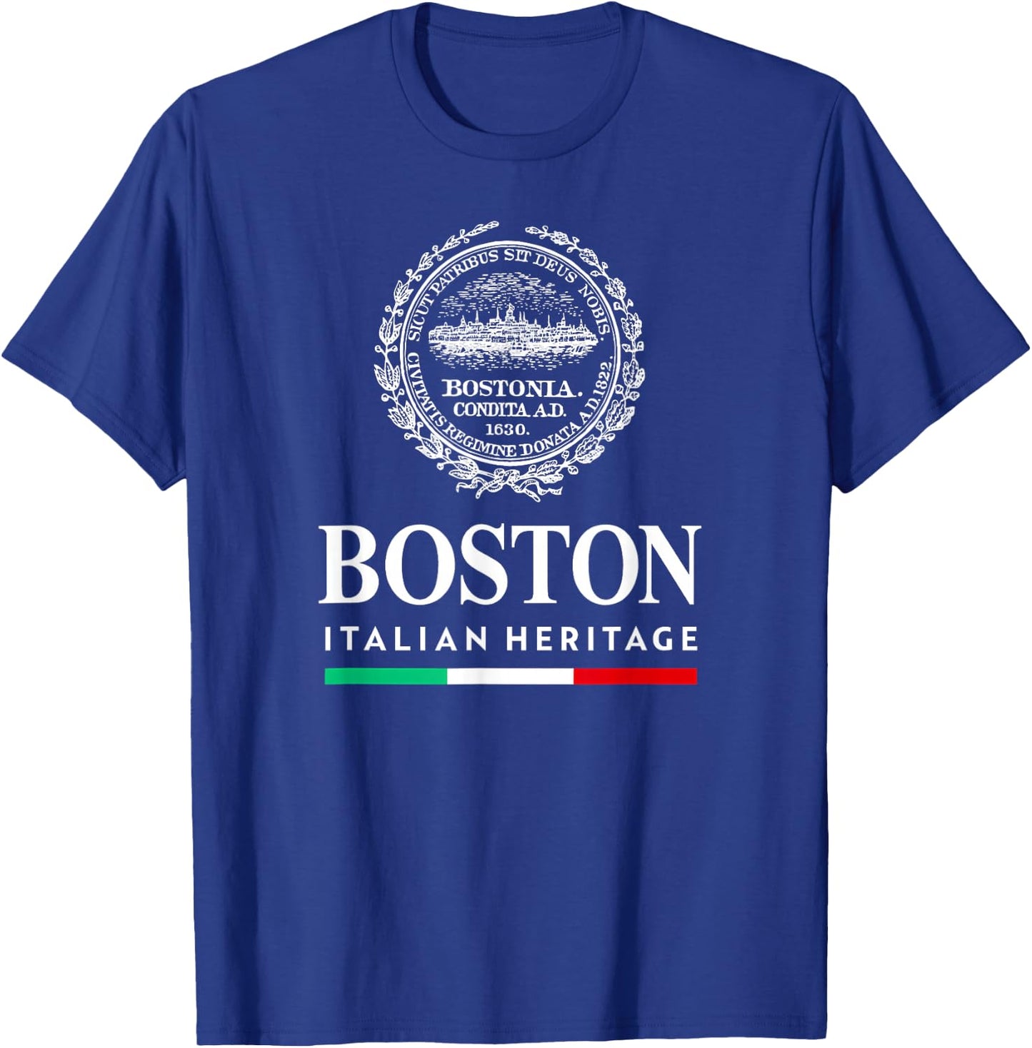Boston Italian American Heritage Italy Flag Design T-Shirt - T-Shirt | Royal