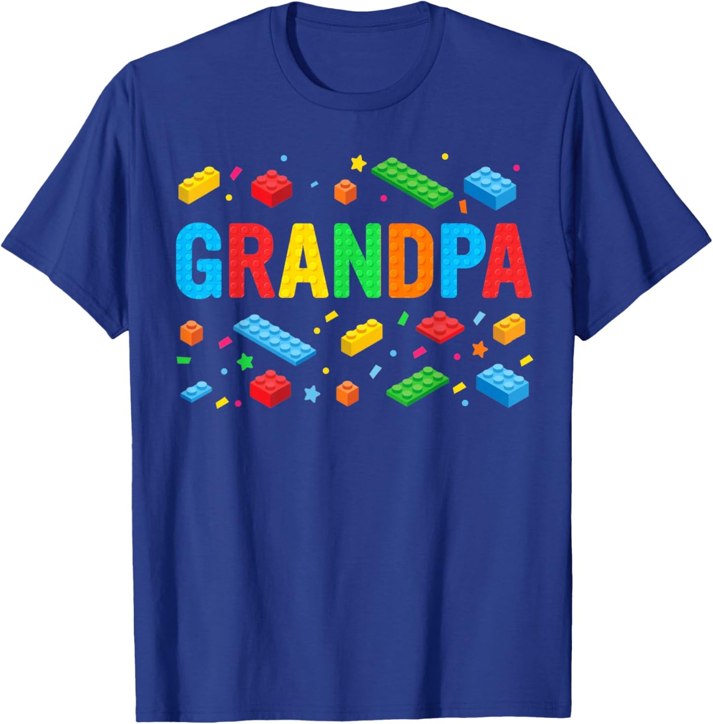 Grandpa Master Builder Building Bricks Blocks Family Funny T-Shirt - T-Shirt | Royal