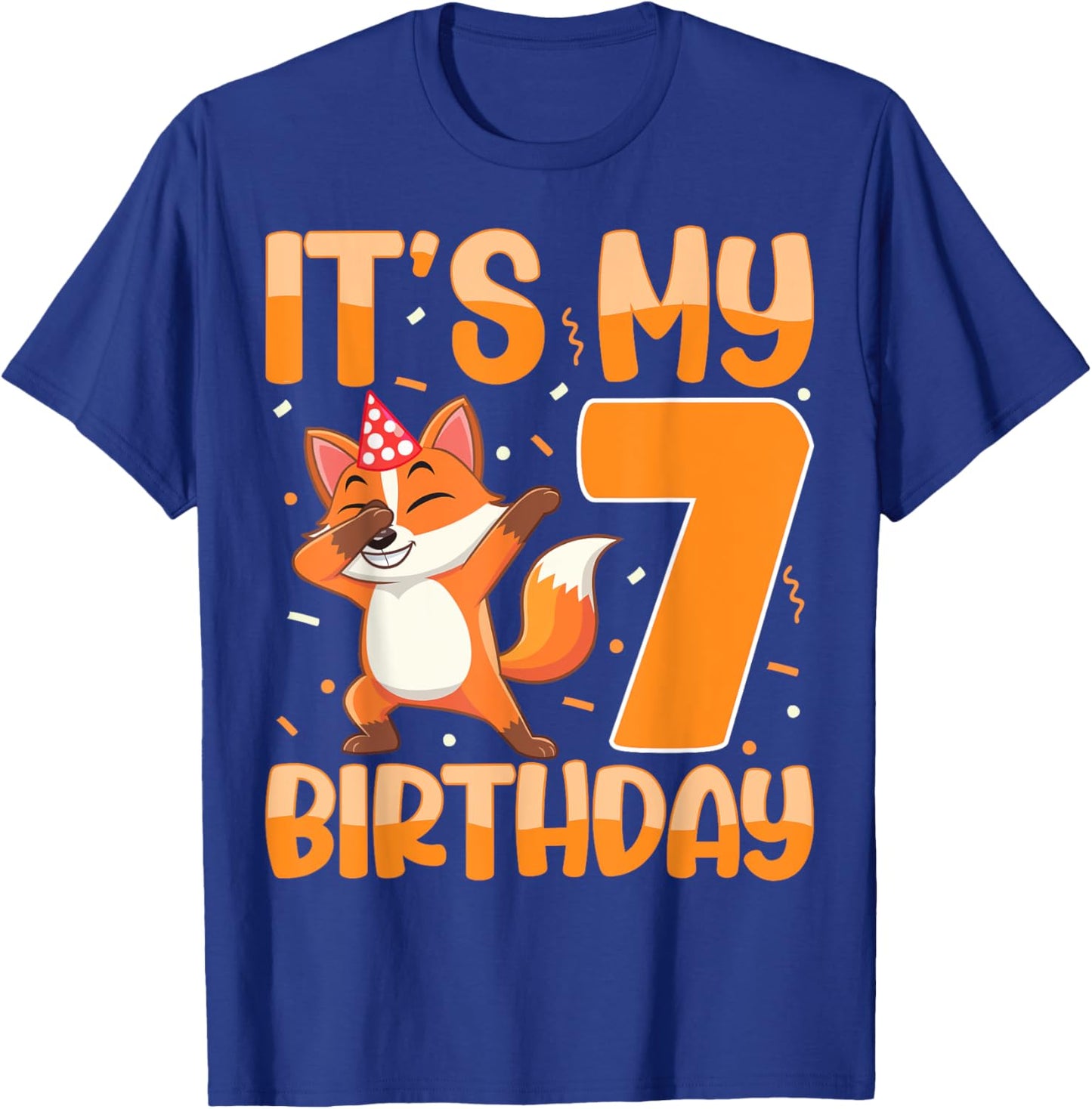 It's My 7th Birthday Dabbing Fox 7 Years Old Boys Girls T-Shirt - T-Shirt | Royal