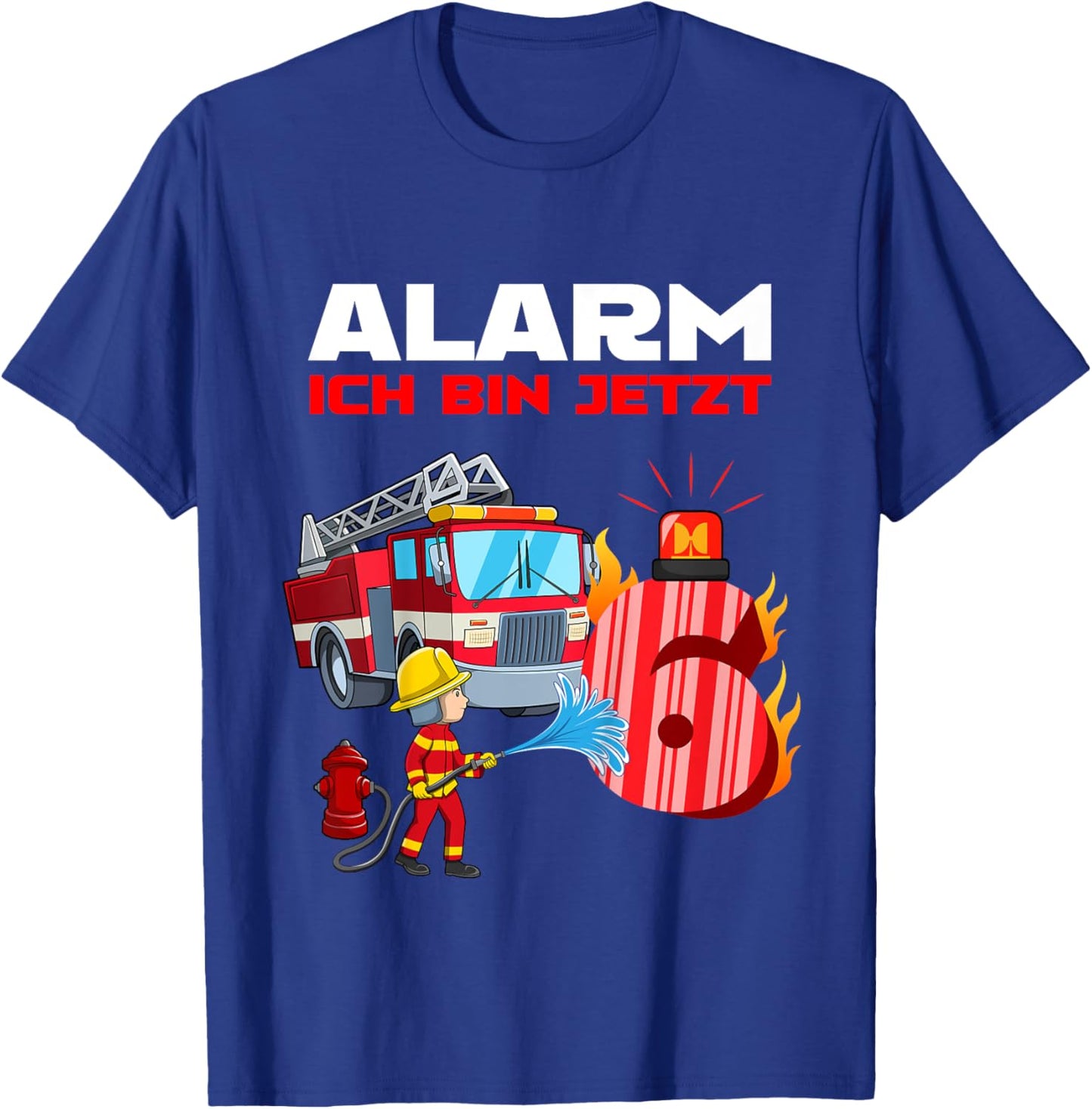 Kinder 6 Geburtstag Feuerwehr - 6 Jahre Junge T-Shirt - T-Shirt | Royal
