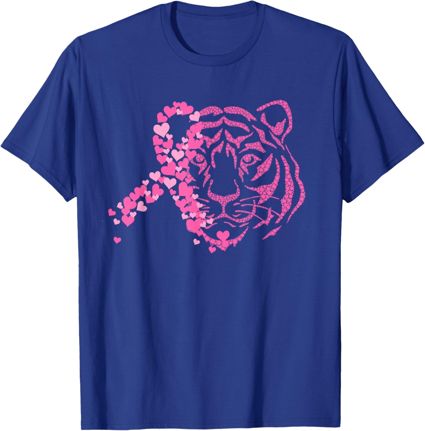 Tiger Pink Ribbon Breast Cancer Awareness Animal Warrior T-Shirt - T-Shirt | Royal