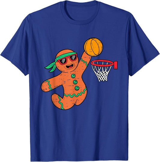 Funny Gingerbread Basketball Christmas Xmas Boys Kids T-Shirt - T-Shirt | Royal