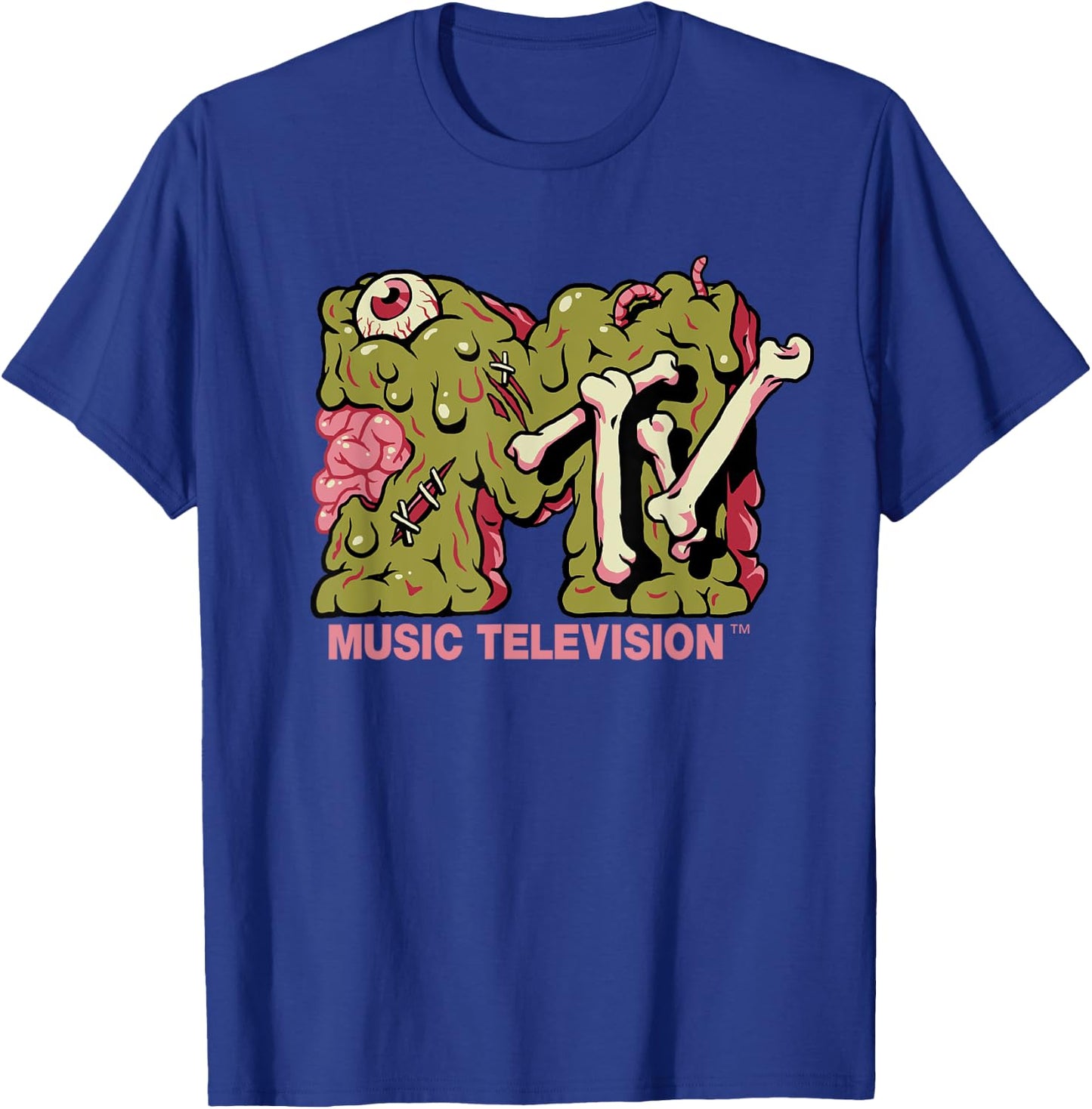 Mademark x MTV - MTV Logo Zombie Slime Brain Goo Undead Melted MTV T-Shirt - T-Shirt | Royal