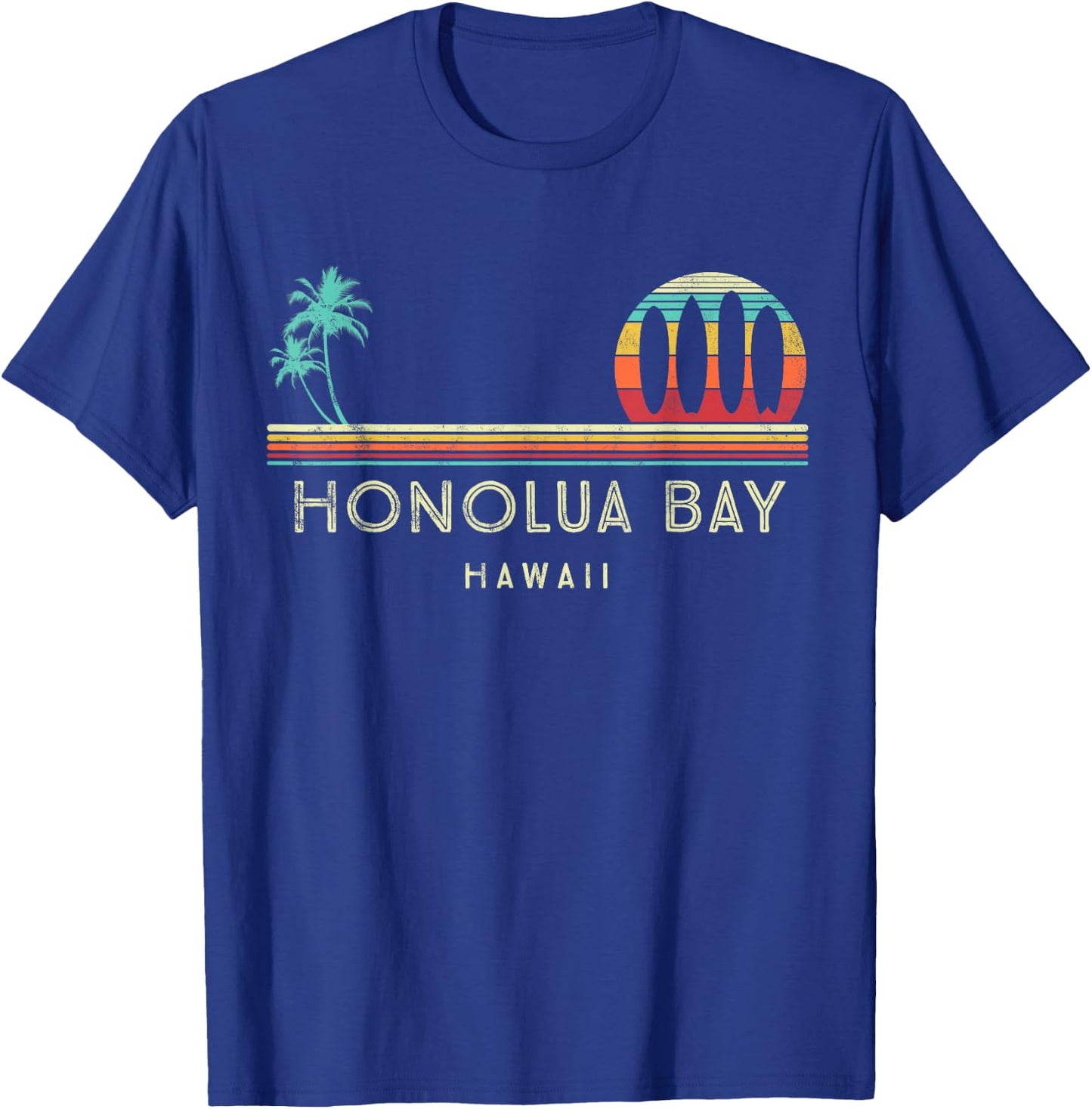 Vintage Hawaii Honolua Bay - Palm trees Tropical - Surf T-Shirt - T-Shirt | Royal
