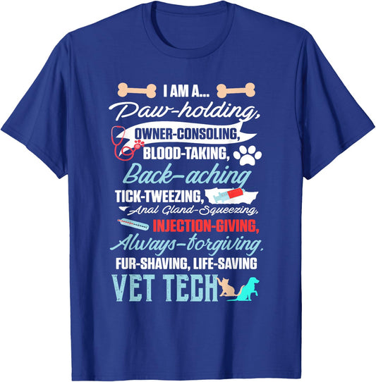 Vet Tech Paw Holding Funny Veterinary Technician T-Shirt - T-Shirt | Royal