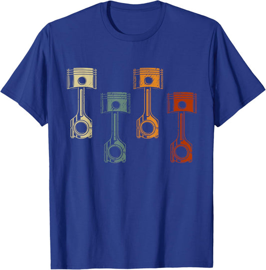 Retro Piston Car Mechanic Engine Pistons Vintage T-Shirt - T-Shirt | Royal