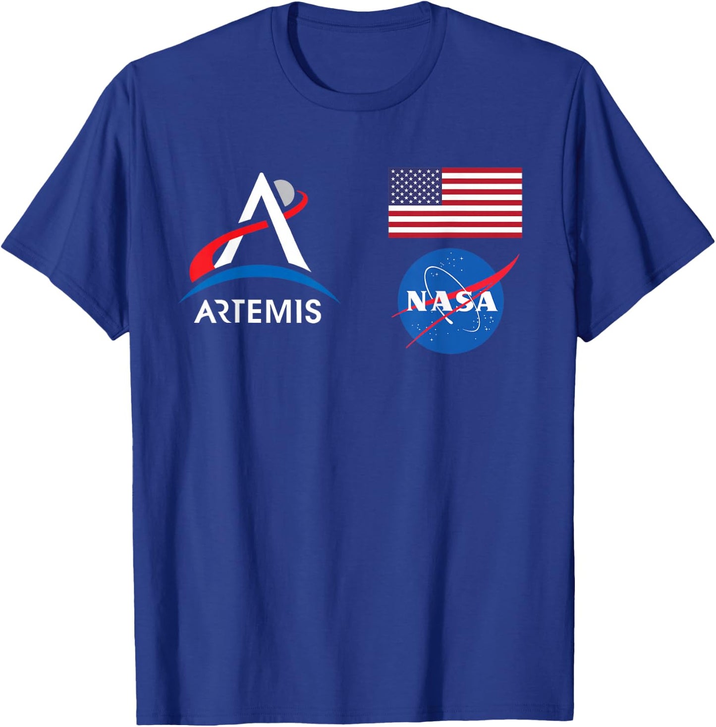 Artemis Mission 1 One Astronaut Patch Front and Back Design T-Shirt - T-Shirt | Royal