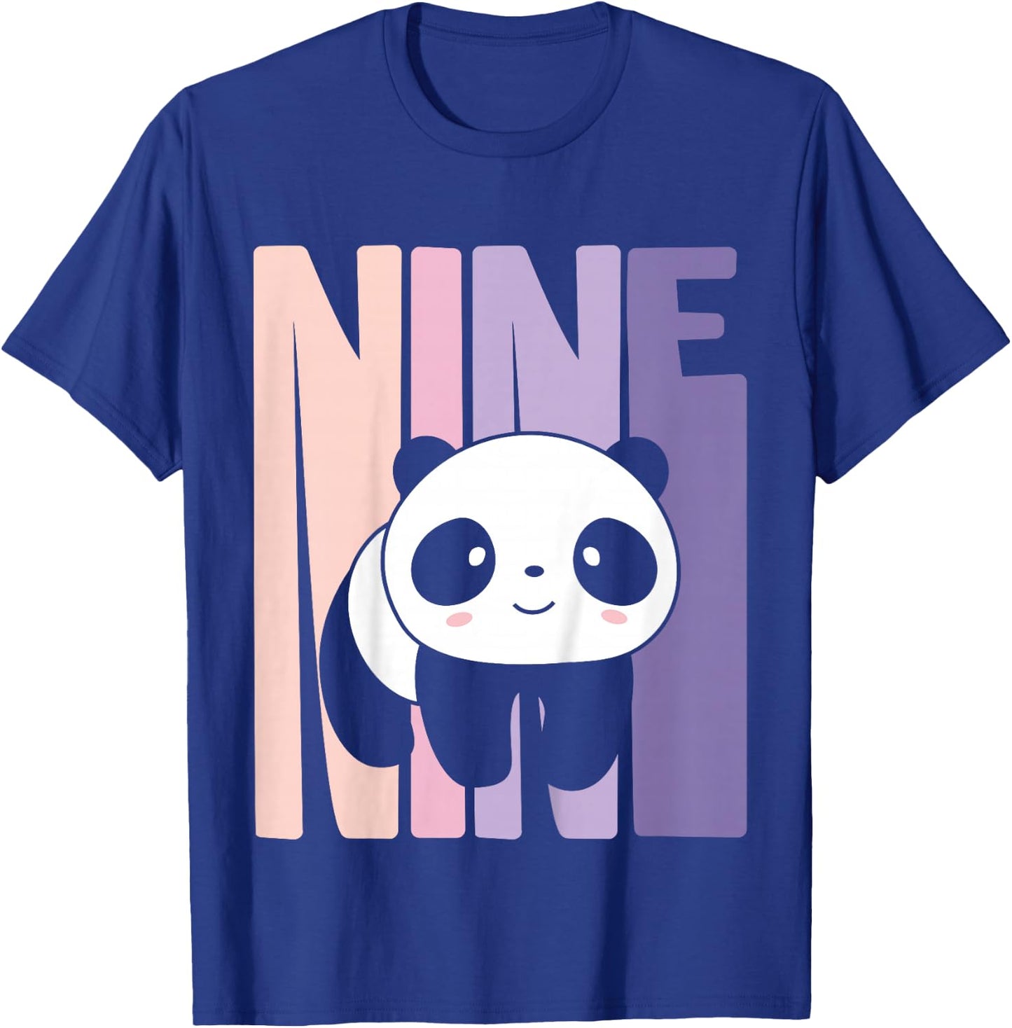9 Year Old Cute Panda Birthday Girl 9th B-day T-Shirt - T-Shirt | Royal