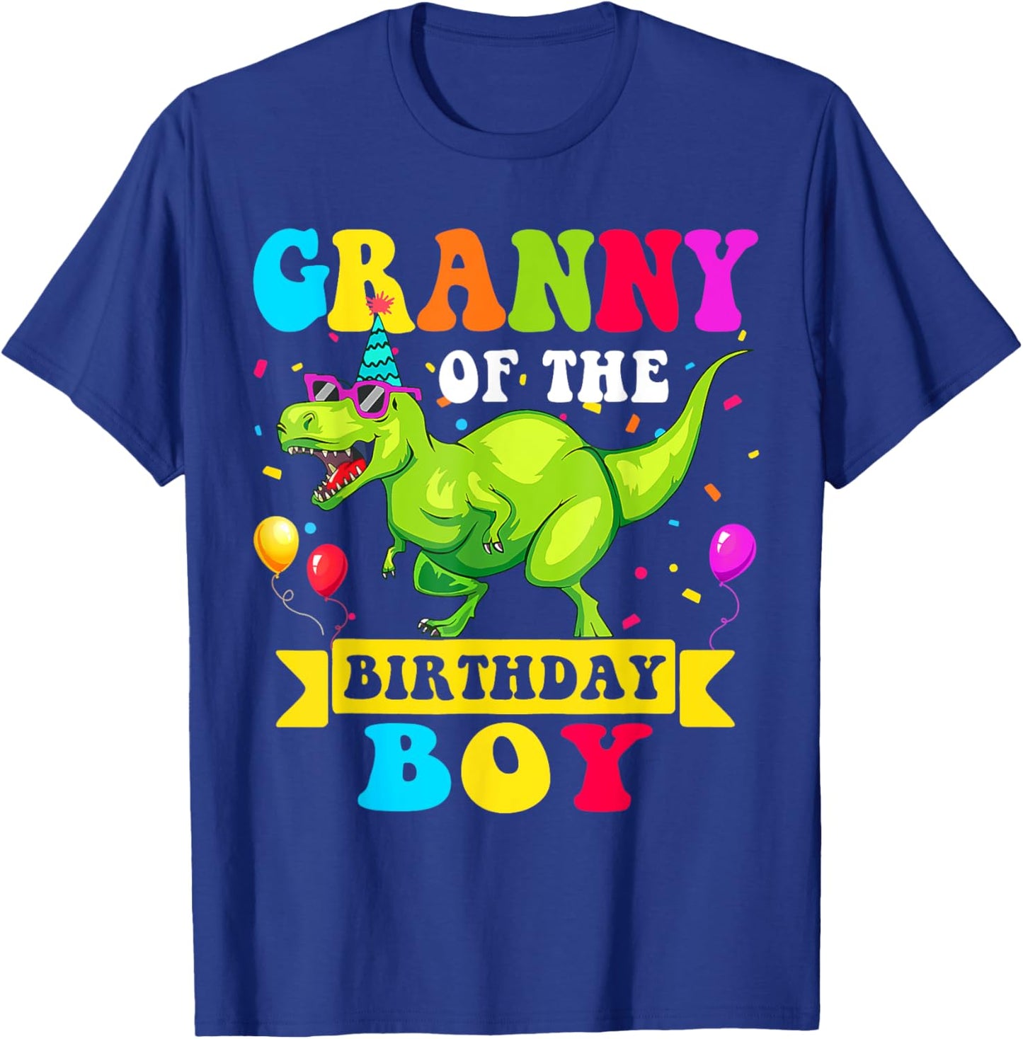 Granny of the Birthday Boy Dinosaur Raptor Funny T-Shirt - T-Shirt | Royal