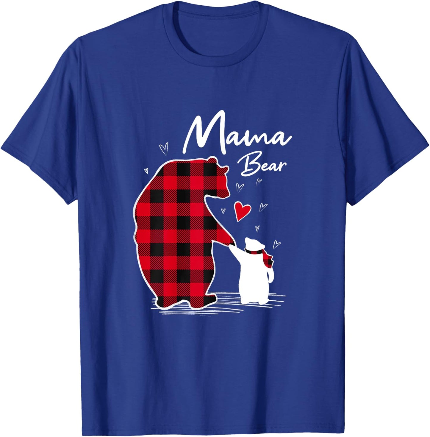 Mama Bear Christmas Pajama Woman Red Plaid T-Shirt - T-Shirt | Royal
