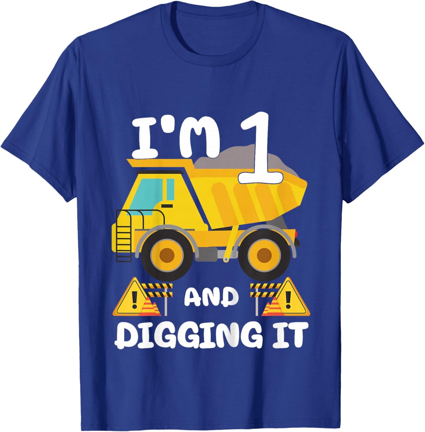 Kids 1st Birthday Construction Birthday Boy 1 Dump Truck BDay T-Shirt - T-Shirt | Royal