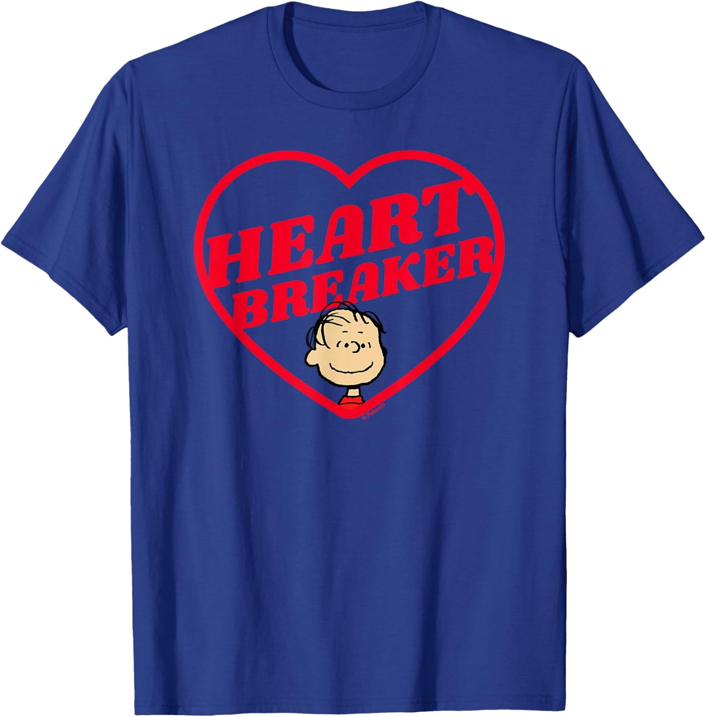 Peanuts Linus Heartbreaker , Men's Black Small Classic Fit Short Sleeve T-Shirt - T-Shirt | Royal