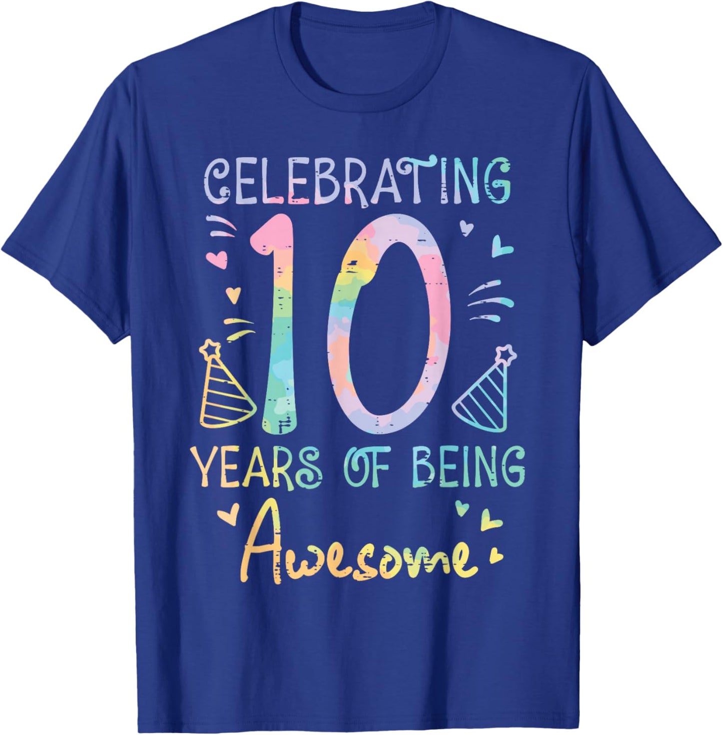Celebrating 10 Years Being Awesome 10th Birthday Girls Kids T-Shirt - T-Shirt | Royal