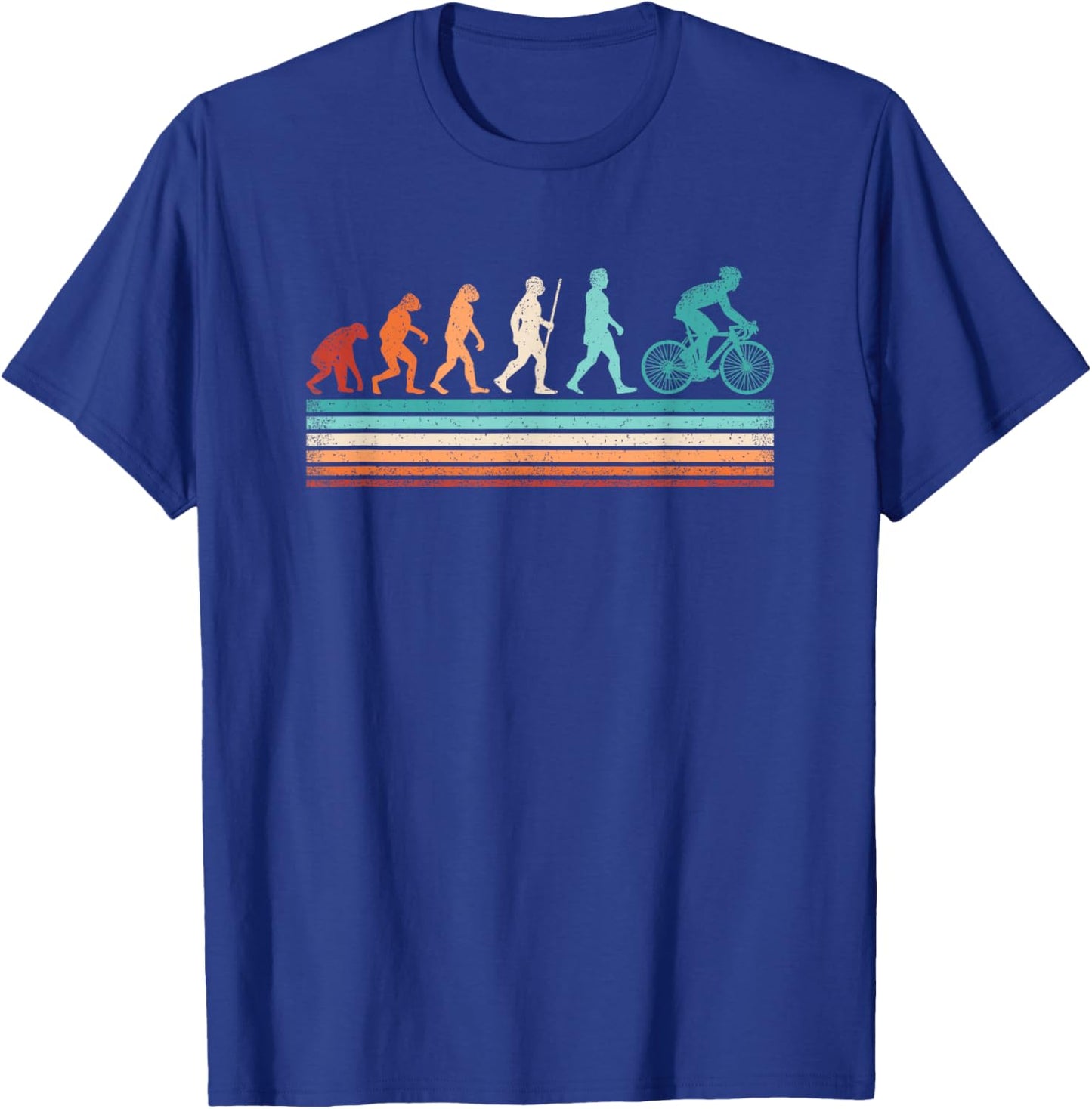 Retro Cyclist Evolution Cycling Biking Bicycle Men Women T-Shirt - T-Shirt | Royal
