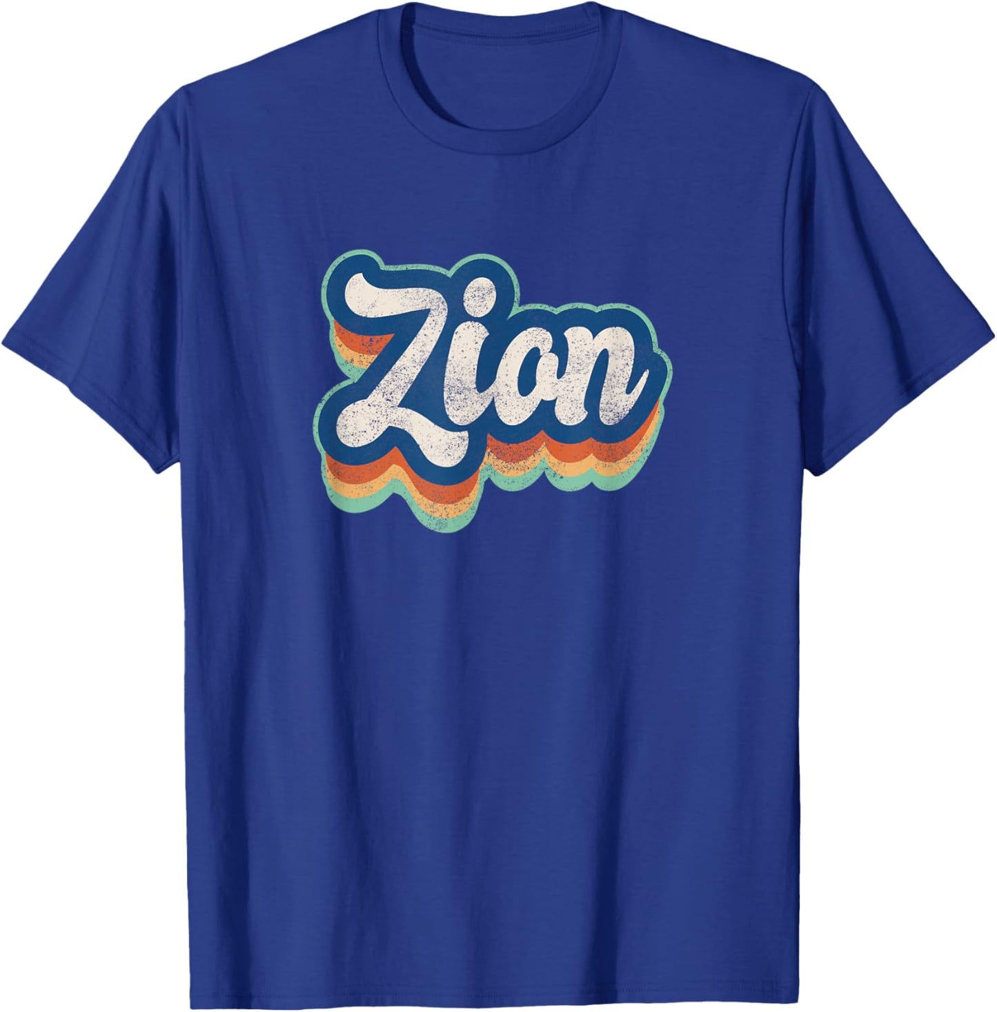 Zion First Name Boy Vintage Style 70s 80s Personalized T-Shirt - T-Shirt | Royal