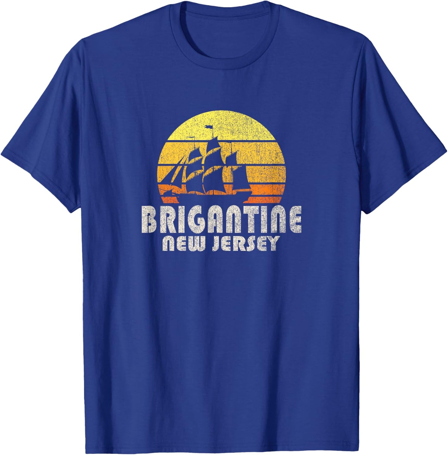 Retro Brigantine NJ Beach Vacation Men Women Kids T-Shirt - T-Shirt | Royal