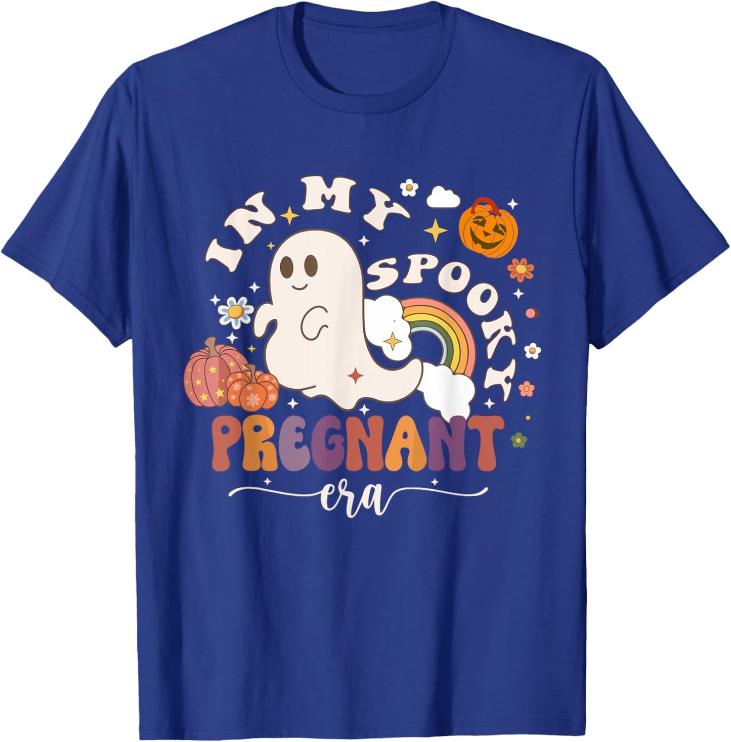 In My Spooky Pregnant Era Ghost Halloween Pregnant Mom Women T-Shirt - T-Shirt | Royal