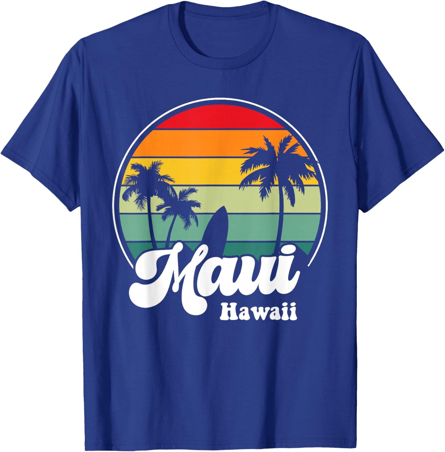 Maui Hawaii Beach Surfing Souvenir Surfboard Retro T-Shirt - T-Shirt | Royal