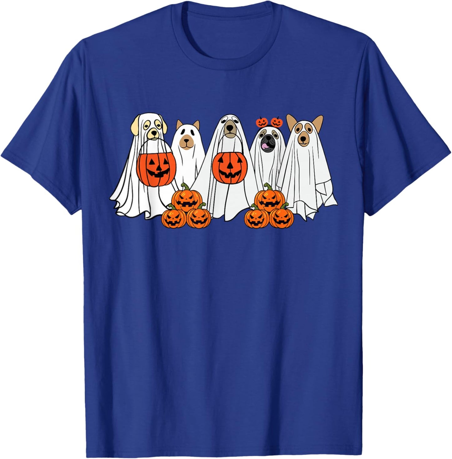 Dog Ghost Cute Dog Dressed As Ghost Funny Halloween Dog Women Kids T-Shirt - T-Shirt | Royal