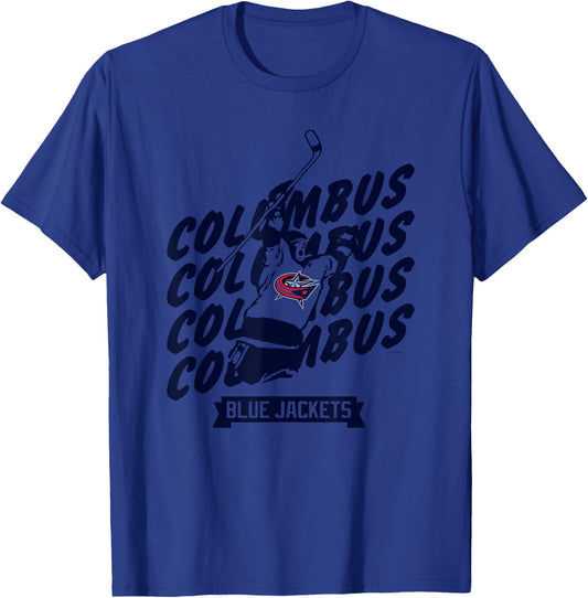 Columbus Blue Jackets Graffiti White Officially Licensed T-Shirt - T-Shirt | Royal