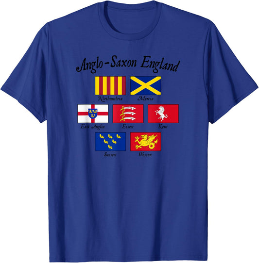Anglo-Saxon Kingdoms of England Flag Black Lettering T-Shirt - T-Shirt | Royal