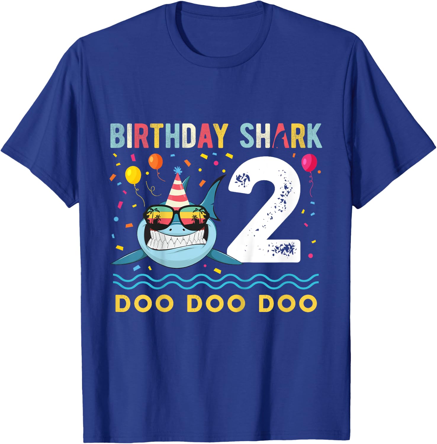 2 Year Old Birthday Boy Girl Shark Boys and Girls T-Shirt - T-Shirt | Royal