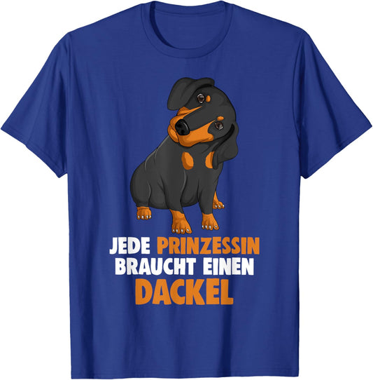 Süße Dackel Hunde Design Geschenke Damen, Kinder Schwarz Cartoon Kurzarm EU S Klein Regulär 16 19 cm U-Ausschnitt Klassische Passform Dackel Illustration T-Shirt - T-Shirt | Royal
