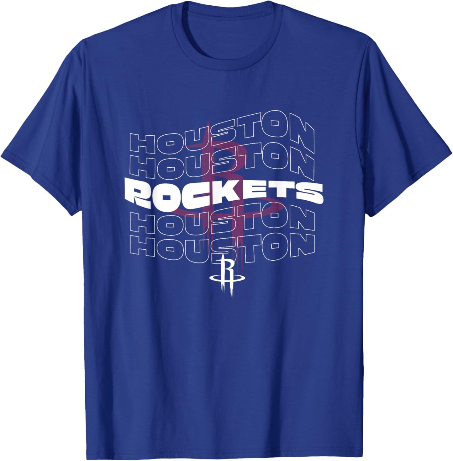 NBA Houston Rockets Wave Outline Team Logo T-Shirt - T-Shirt | Royal