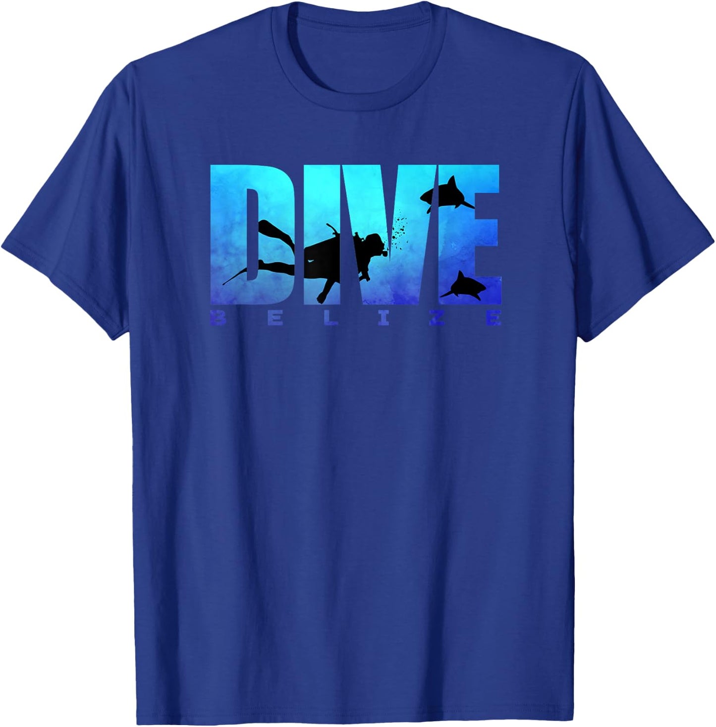DIVE BELIZE Sharks Scuba Diver Reef Freediving Snorkeling T-Shirt - T-Shirt | Royal