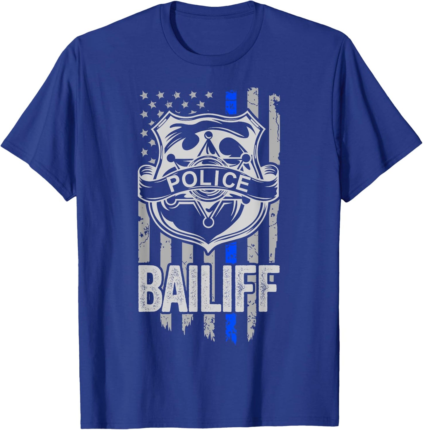 American Flag Blue Thin Line Baliff Apparel, Law Enforcement T-Shirt - T-Shirt | Royal