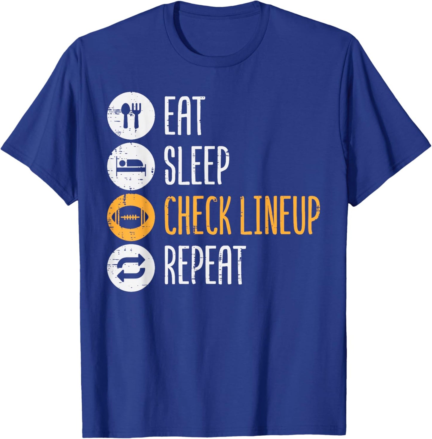Eat Sleep Check Lineup Repeat Fantasy Football Men Boys Kids T-Shirt - T-Shirt | Royal